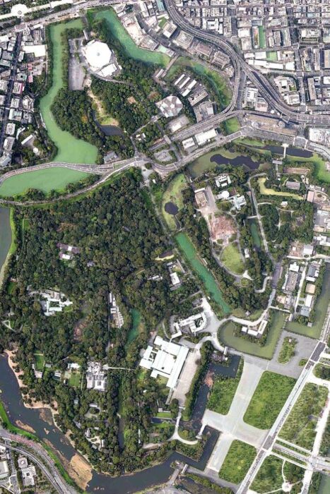El Palacio Imperial de Tokio como nunca lo has visto -ni te lo han contado- 152 Vista aérea del recinto del viejo castillo de Edo, actual Palacio Imperial