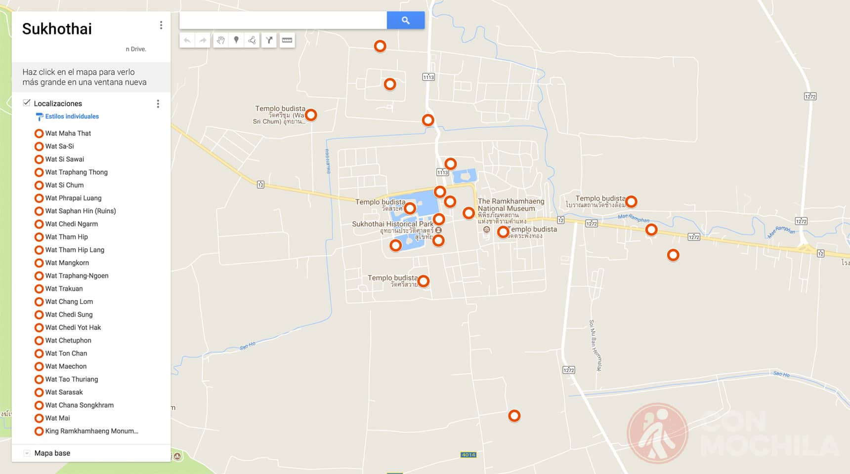 Mapa Sukhothai