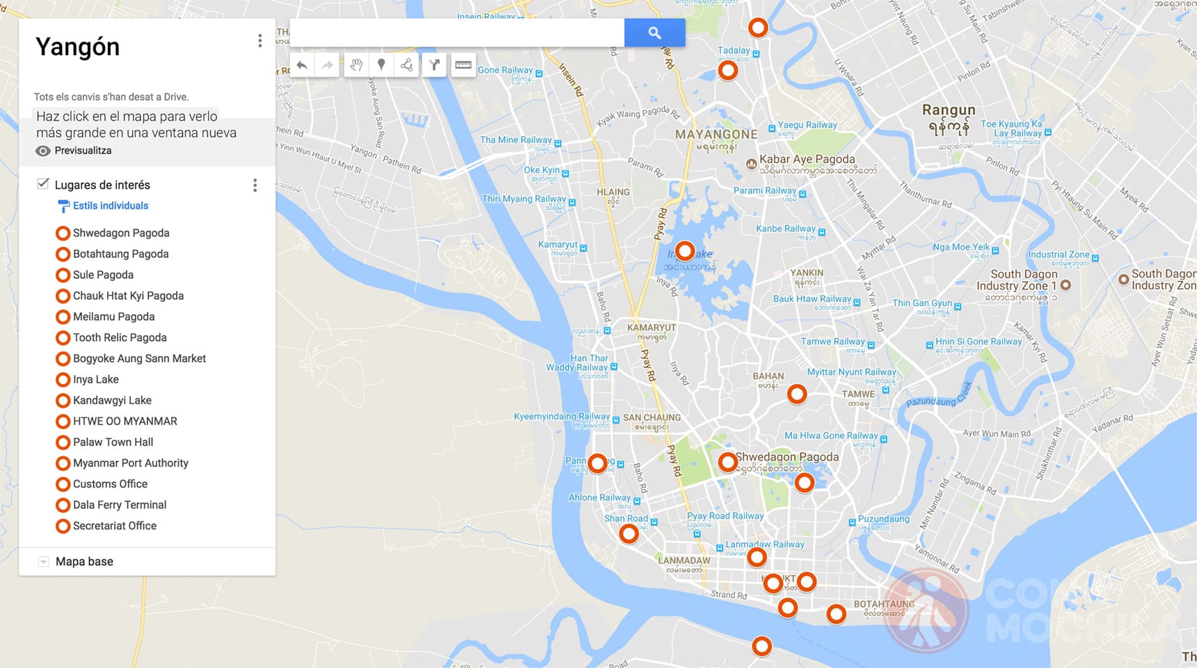 Mapa Yangón