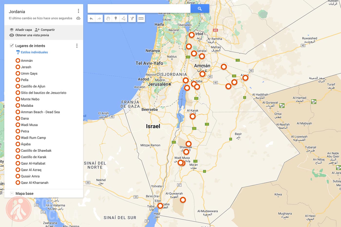 Mapa de Jordania