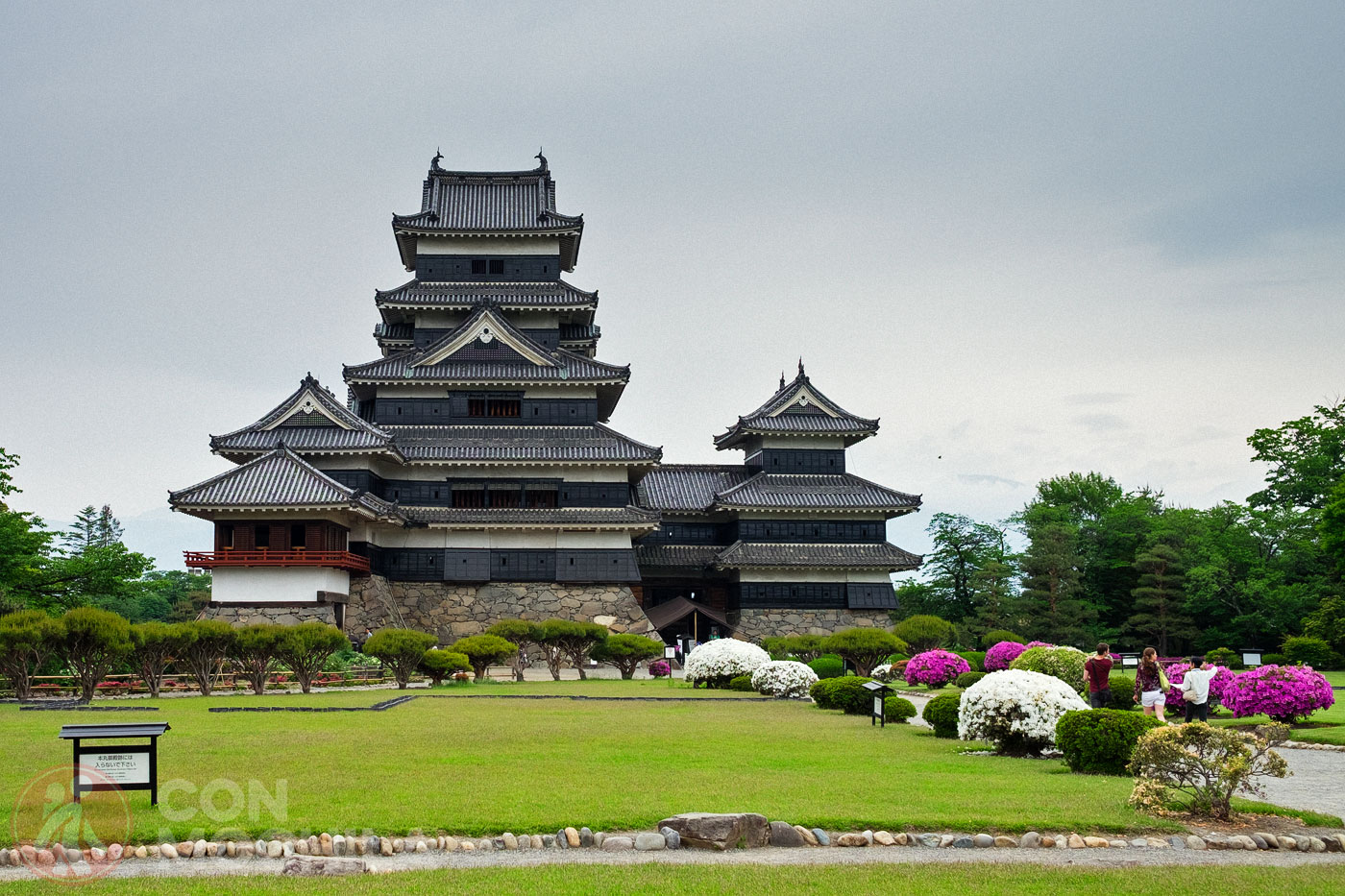 The castle seen from the gardens that lead to it