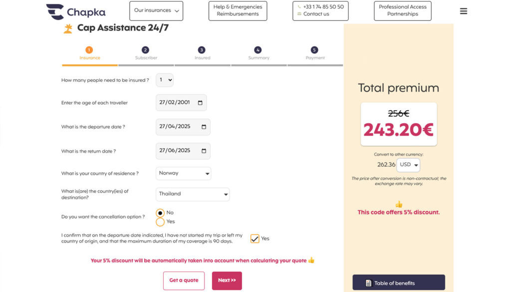 Chapka travel insurance