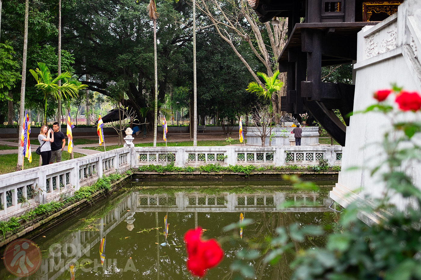 Pond where the One Pillar Pagoda is located