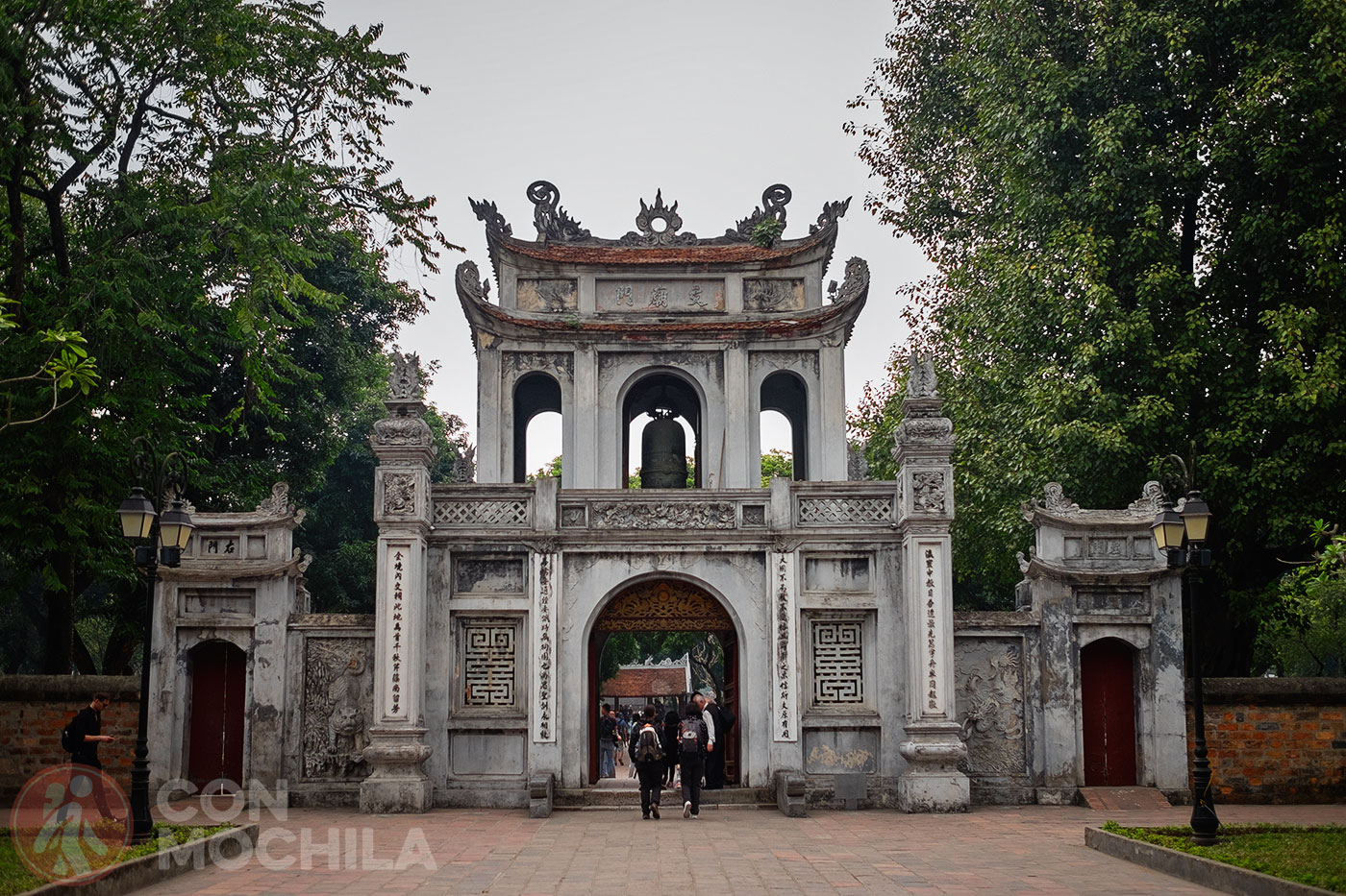 Entrance gate to the temple with the bell on top