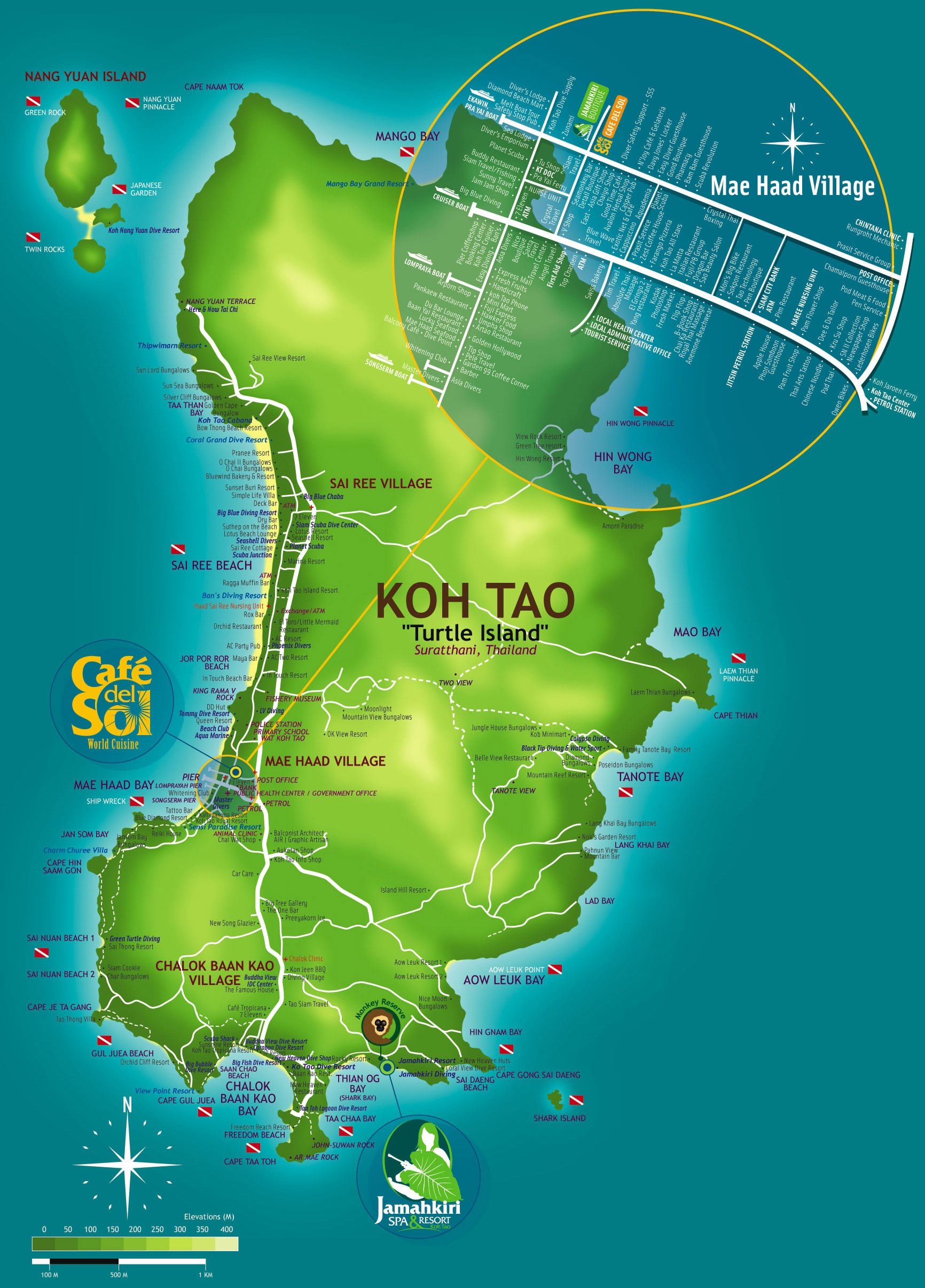 Tourist map of Koh Tao