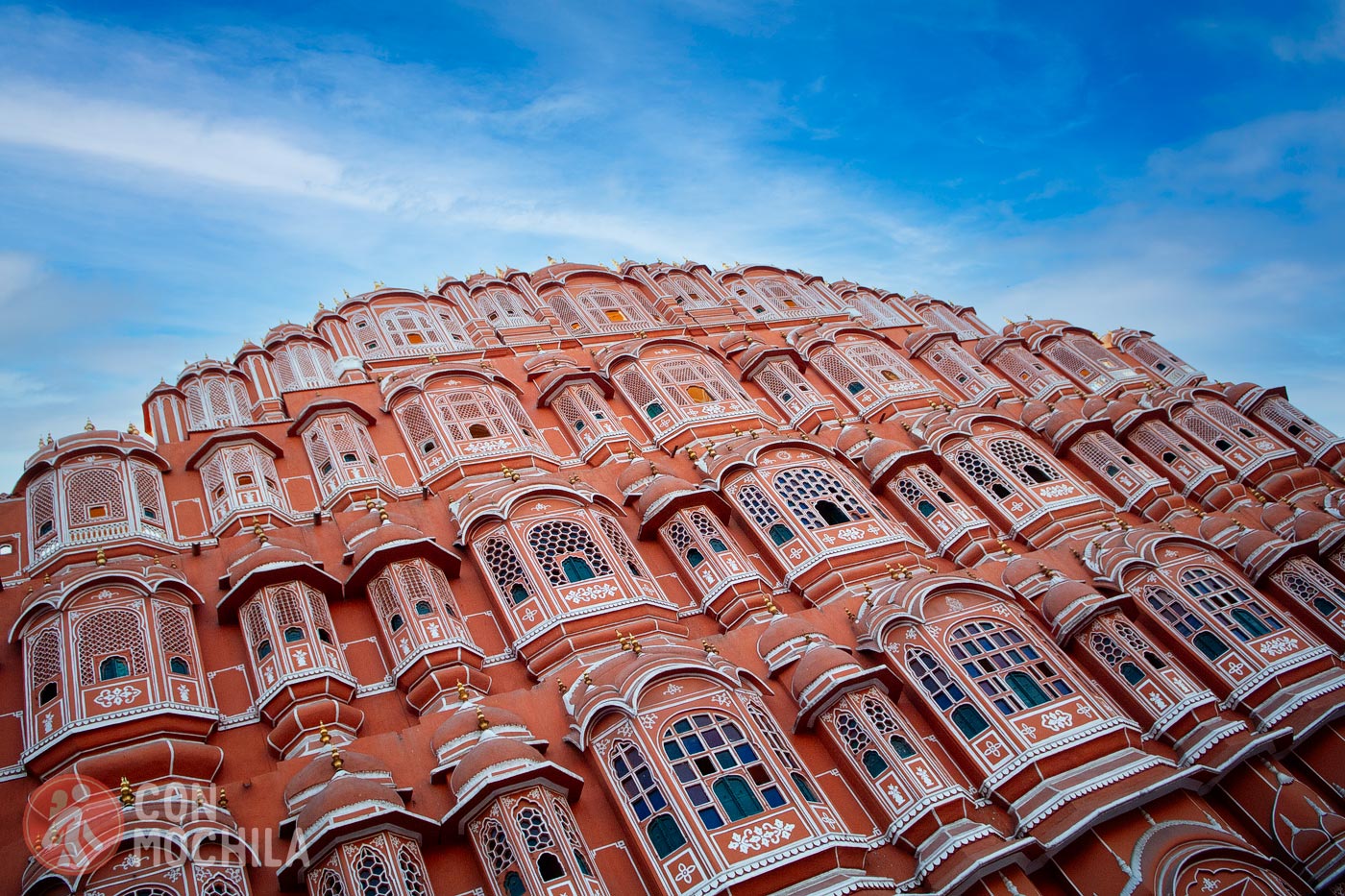 The beautiful facade of the Hawa Mahal in Jaipur