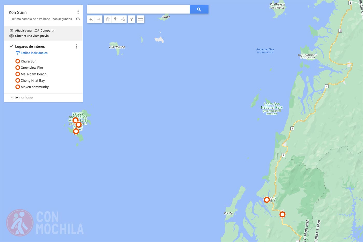 Mapa Koh Surin