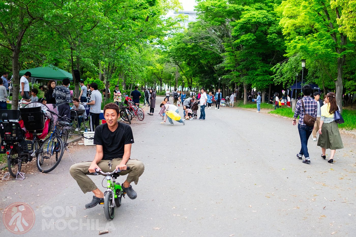 With people enjoying themselves each at their own pace.