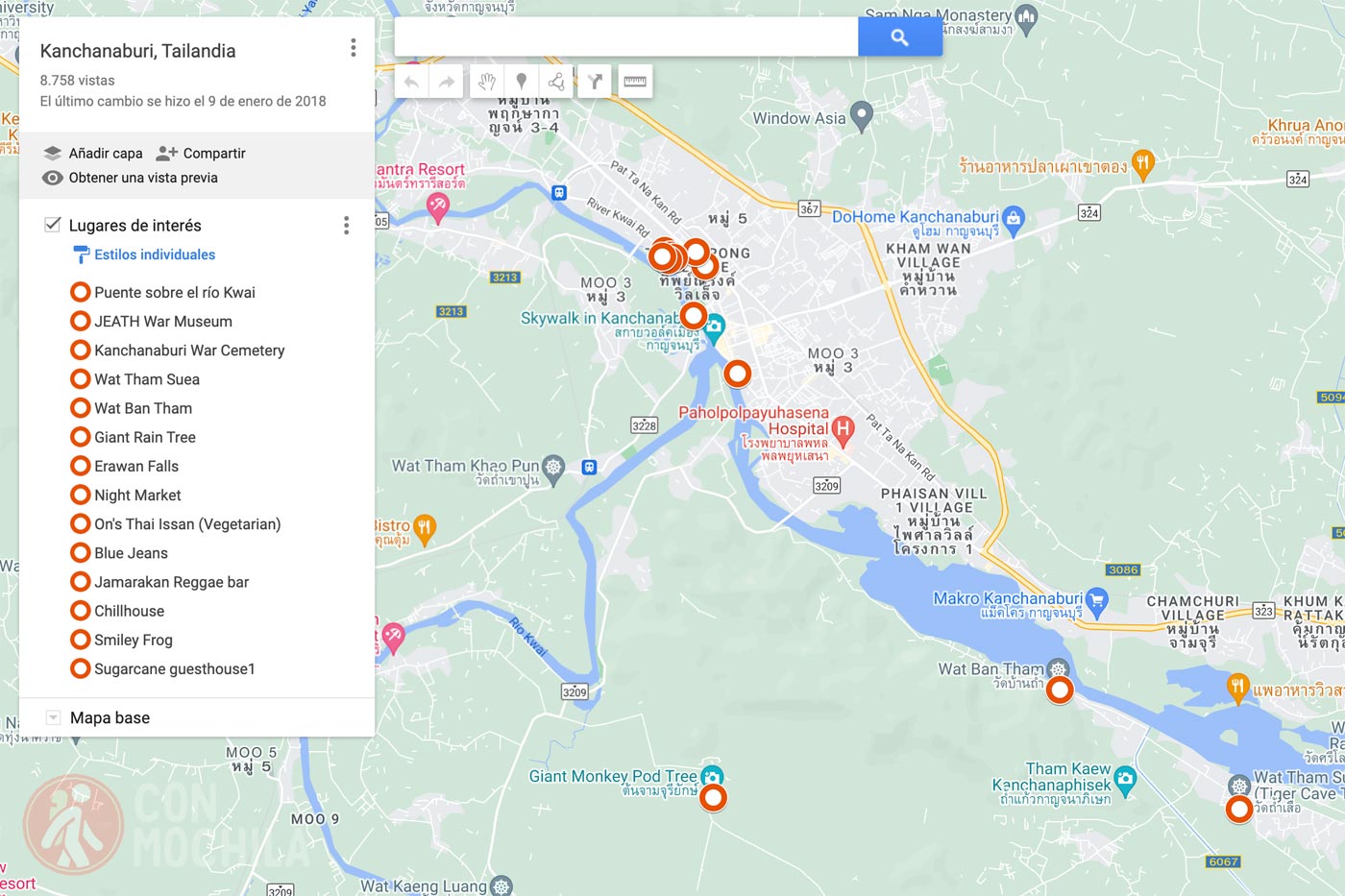 Kanchanaburi's map