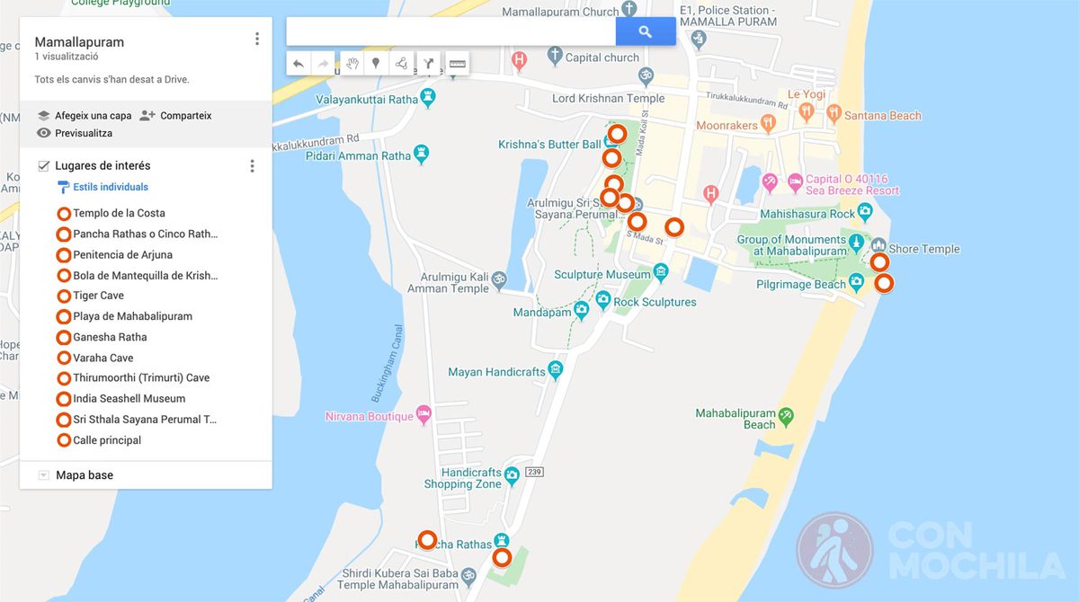 Mapa de Mamallapuram