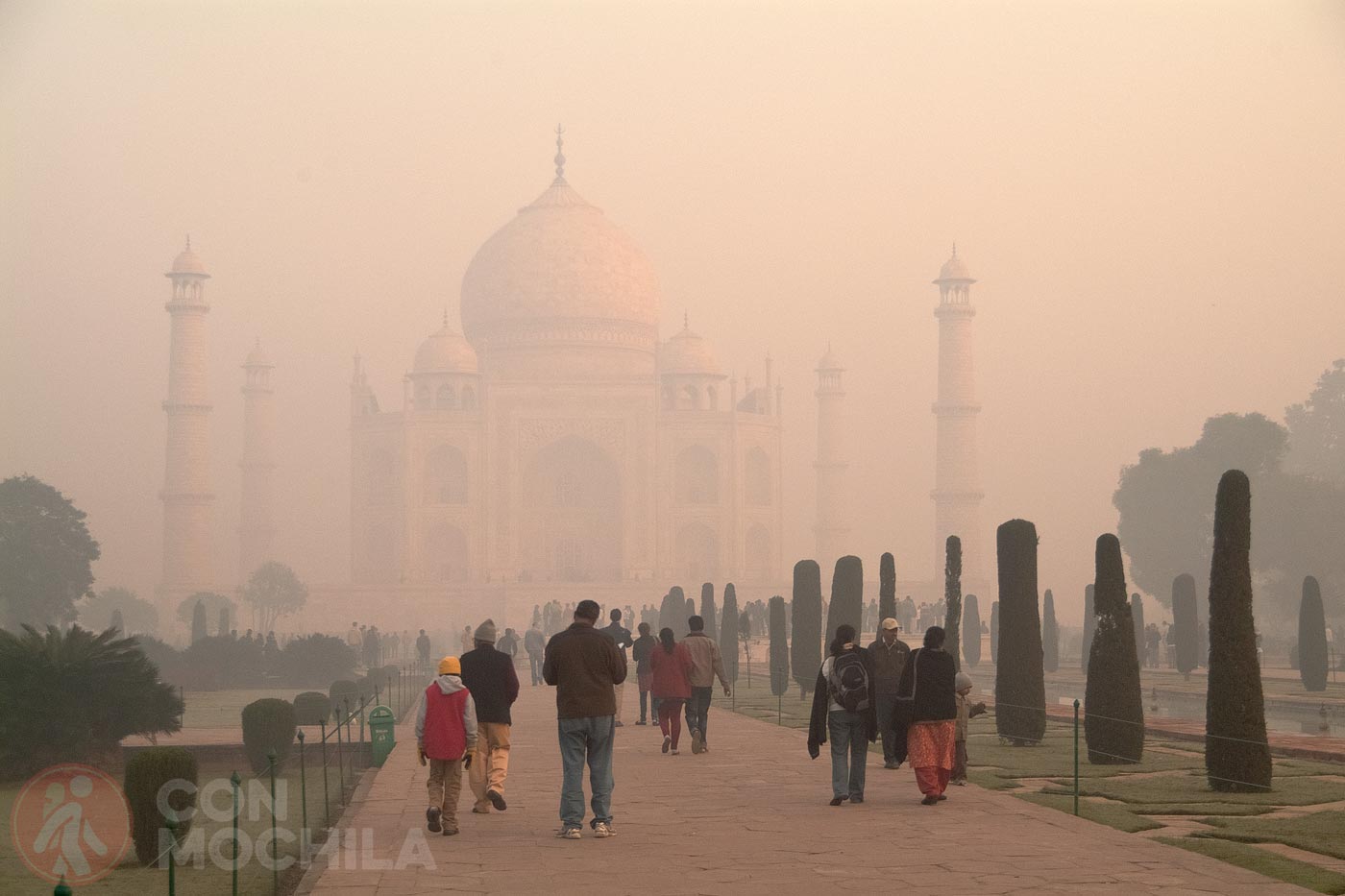 View of the Taj Mahal with the minarets