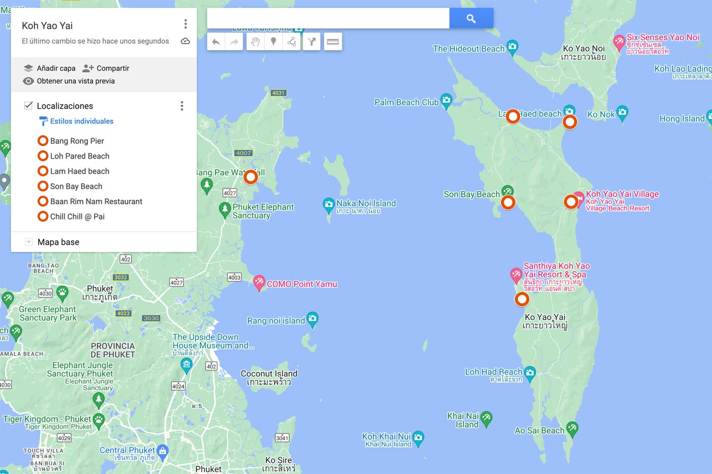 Mapa Koh Yao Yai