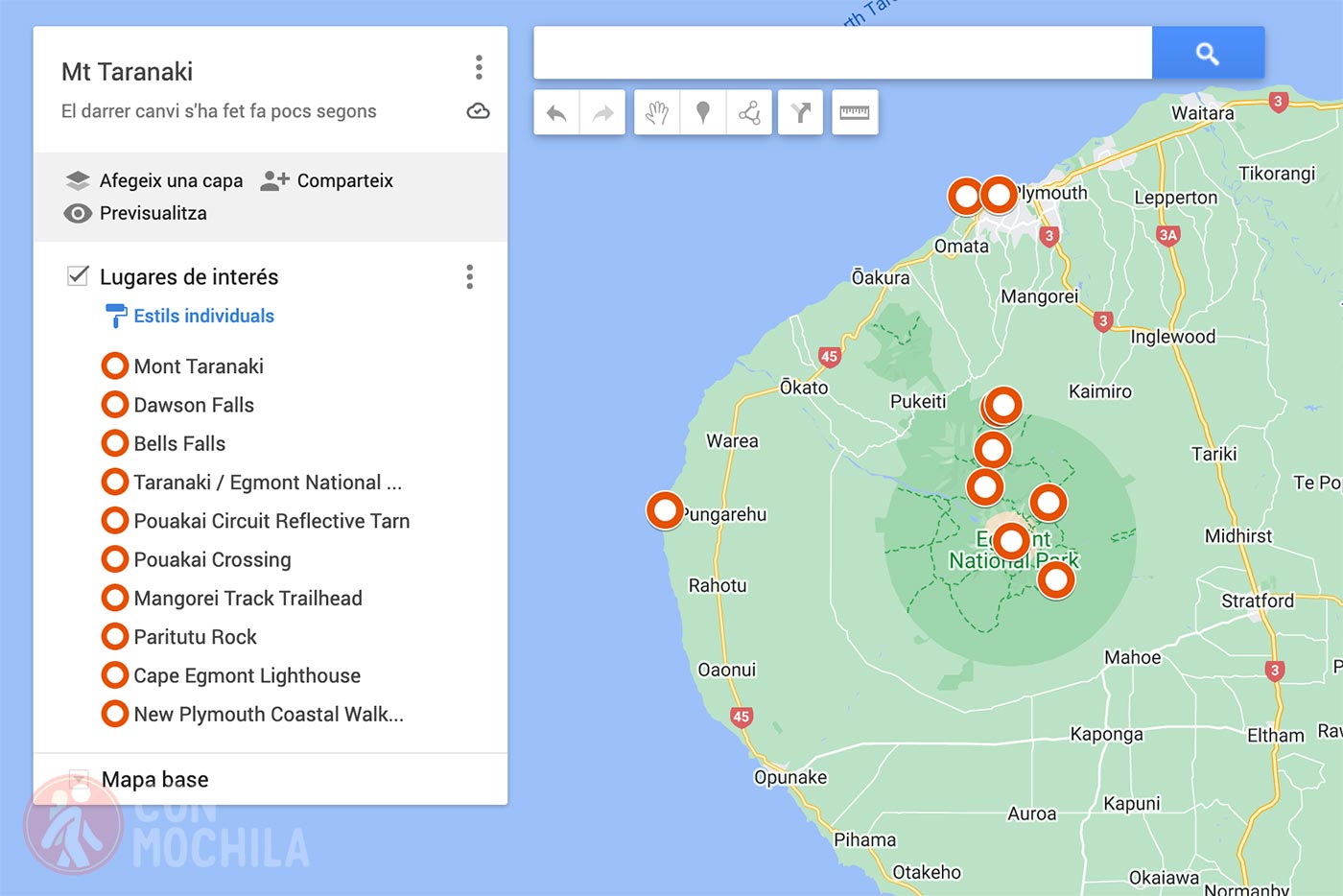 Mt Taranaki Map