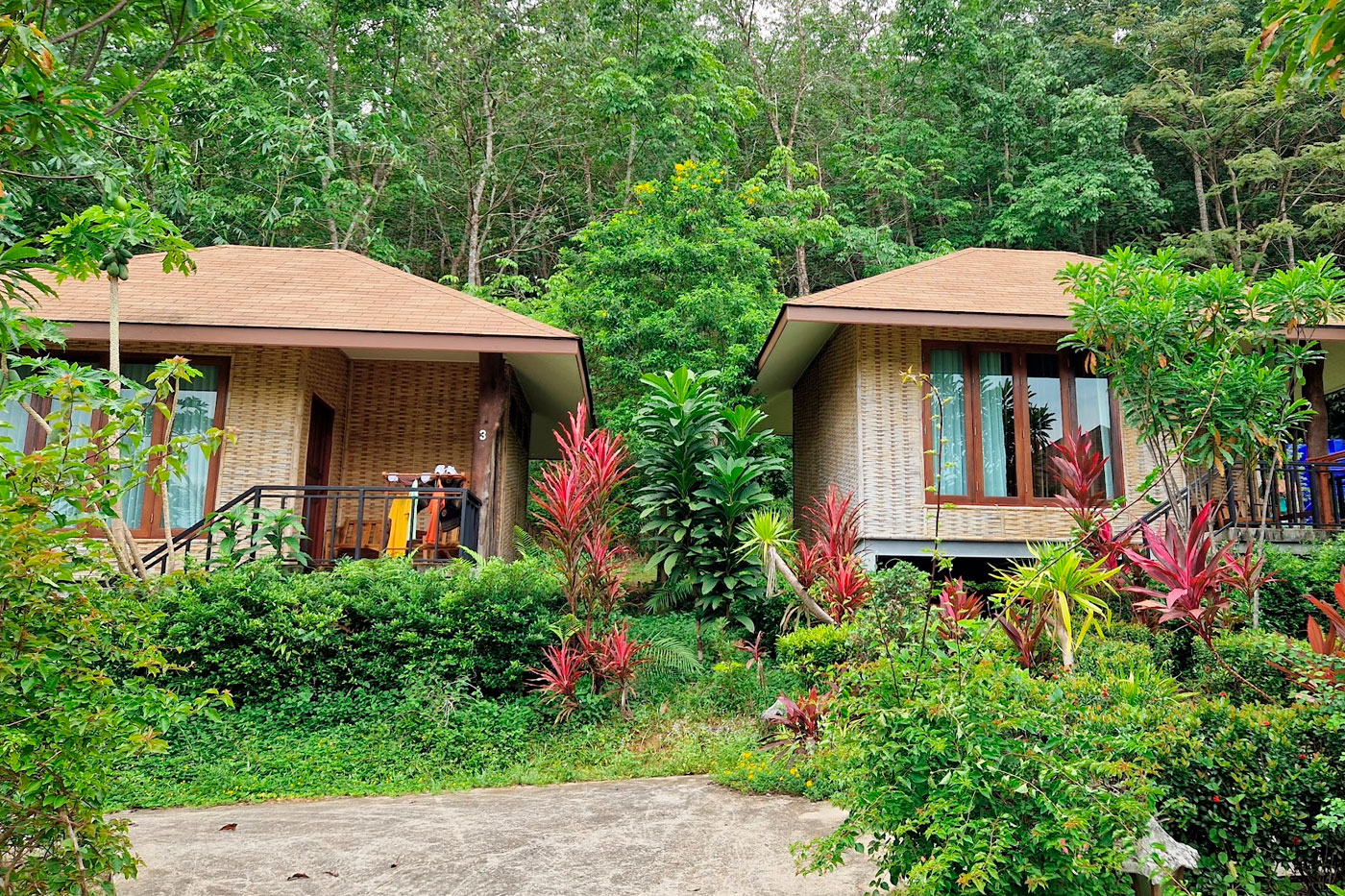 The tranquil bungalows at The Mantra Resort