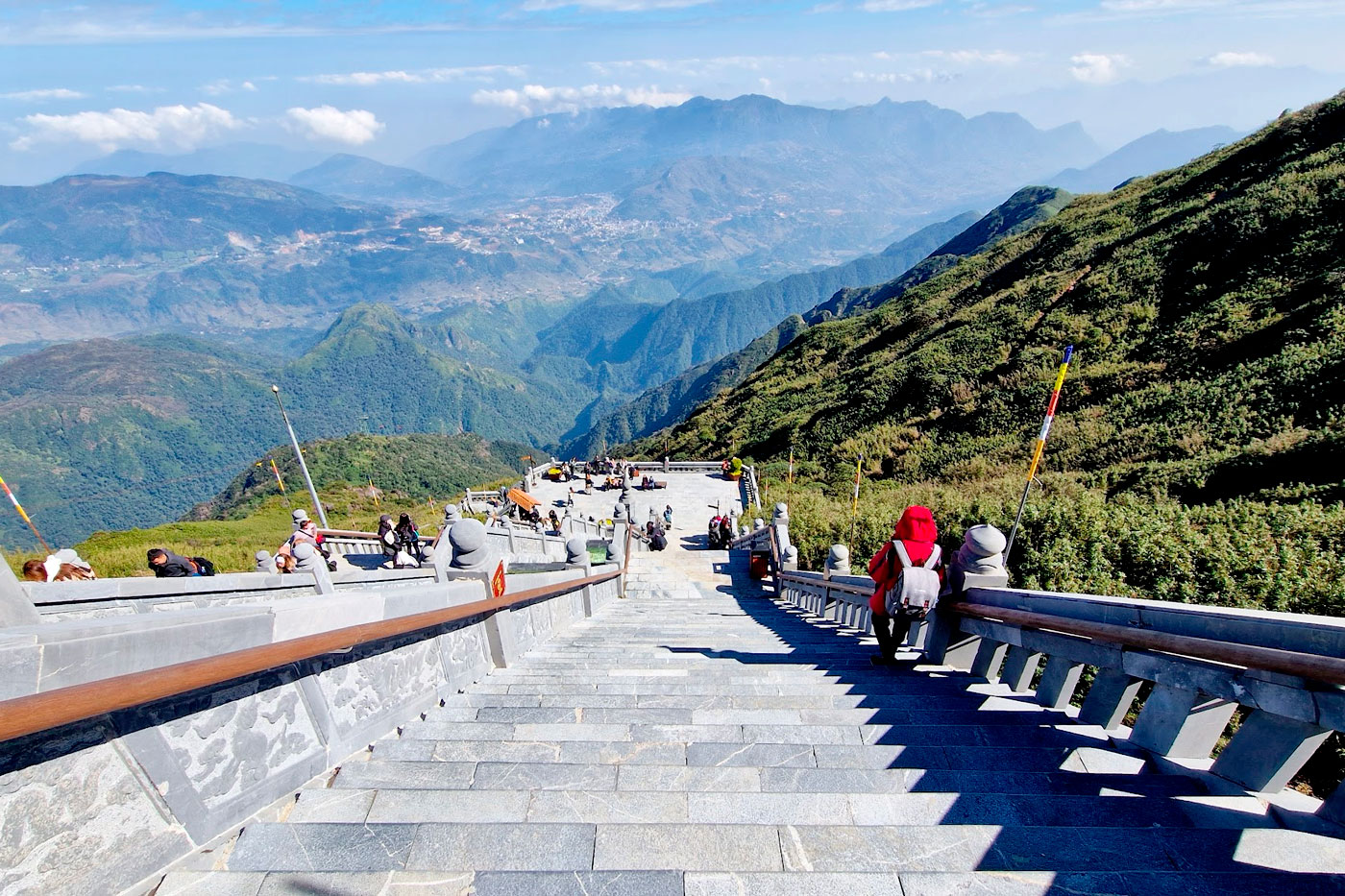 The summit features stairs to wander around