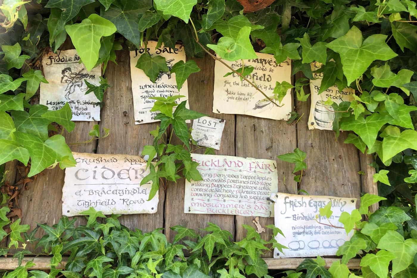 Notice board at the Green Dragon Inn