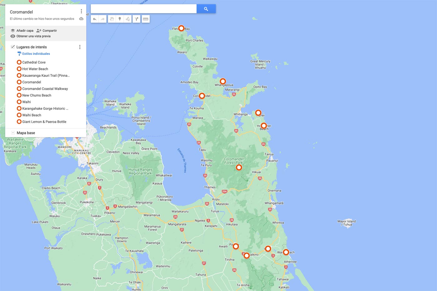 Map of Coromandel