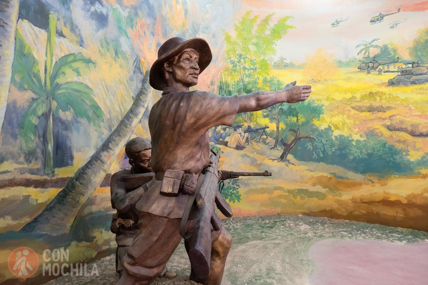 One of the recreations of soldiers fighting