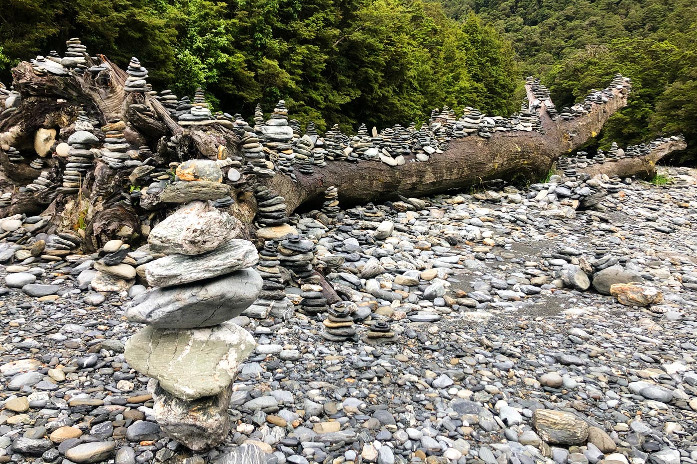 Stone towers left by travelers
