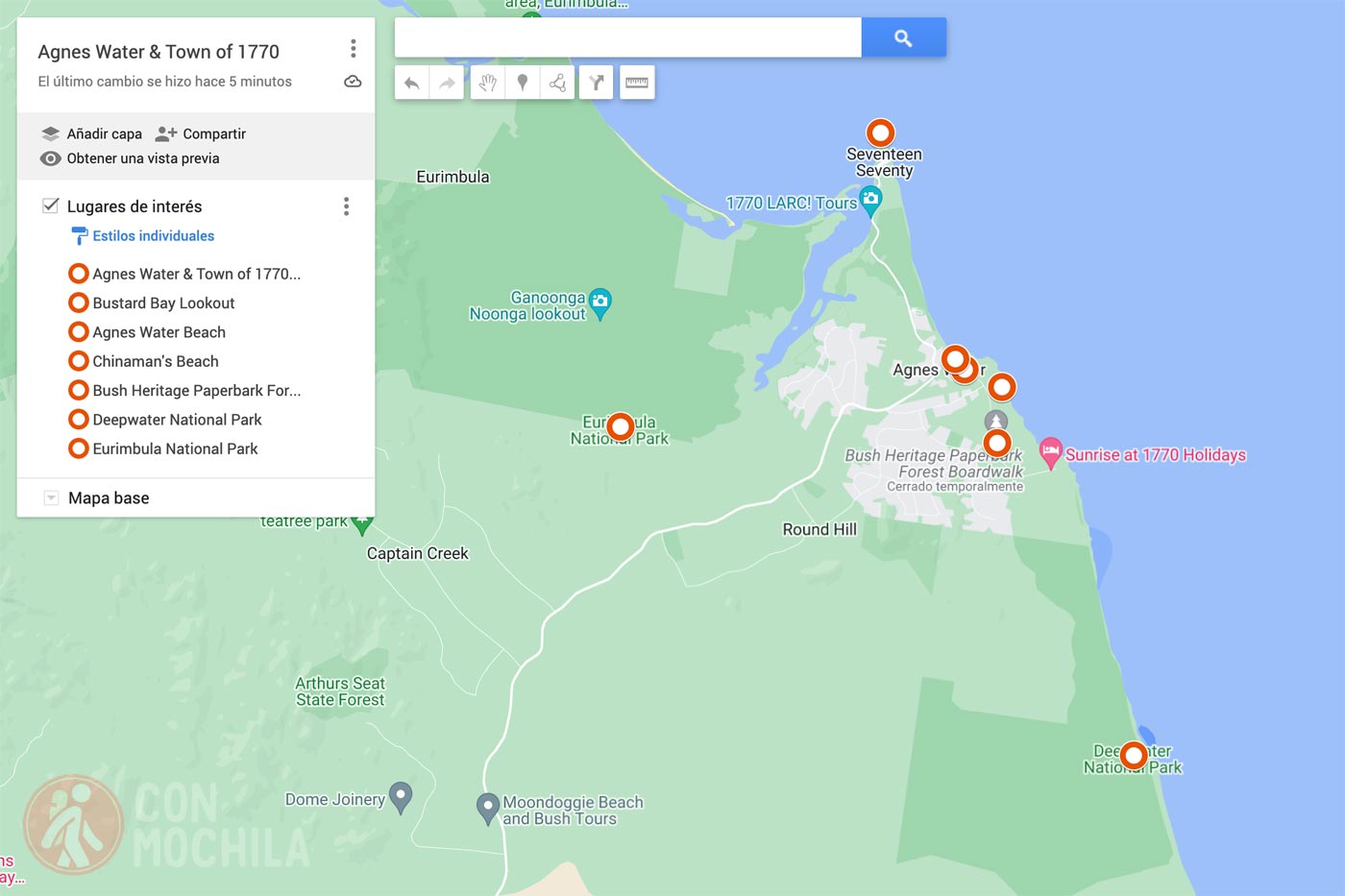 Map of Agnes Water & Town of 1770