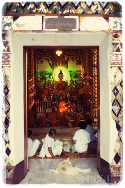 Monks and nuns at the Wat Jom Khao Manilat