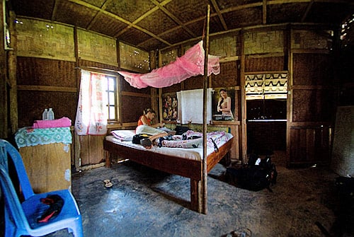 Interior de la cabaña