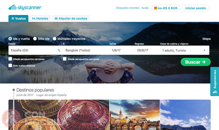 Buscando el vuelo a Tailandia con Skyscanner