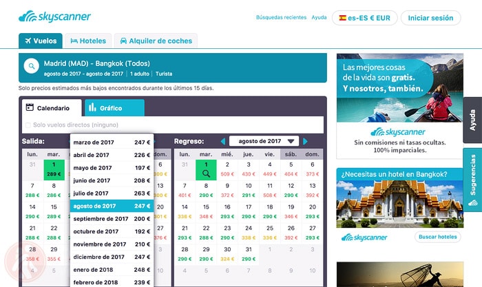 Escoge el mes más barato para volar a Bangkok