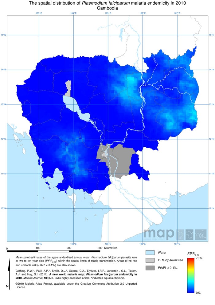 Mapa de la malaria en Camboya