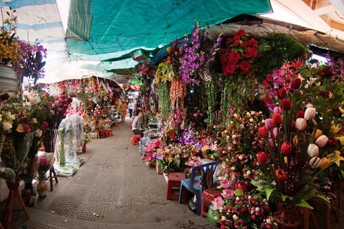Puestos con hermosas flores