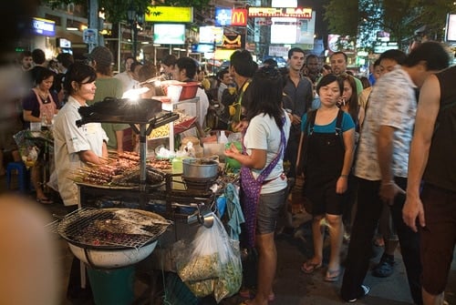 Puestos de comida en Khaosan