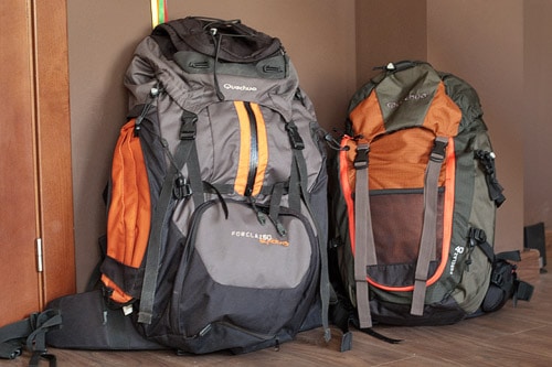 Diferencia de tamaño entre la mochila de 40L (derecha) con la de 60L
