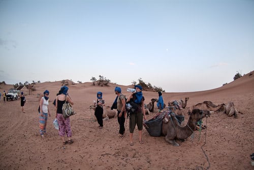 La sedienta llegada al campamento en el desierto del Sahara