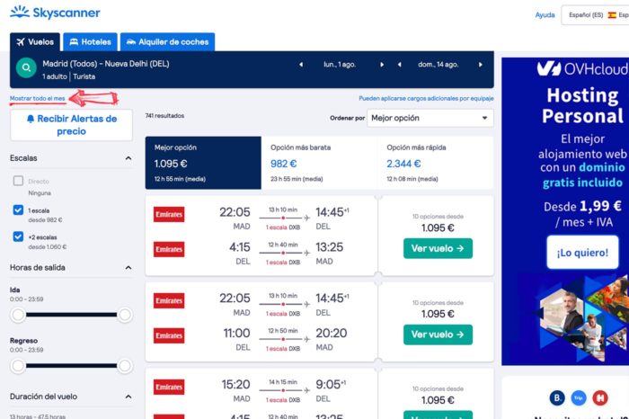 Buscar ofertas de vuelos a India por meses