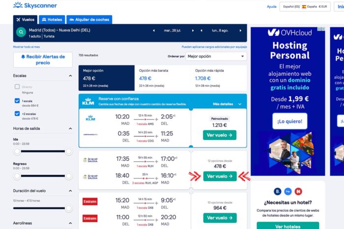 Vuelo de Madrid a Delhi desde 478€ con Saudia airlines