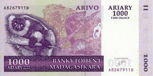 Billete 1000 ariary (delante)
