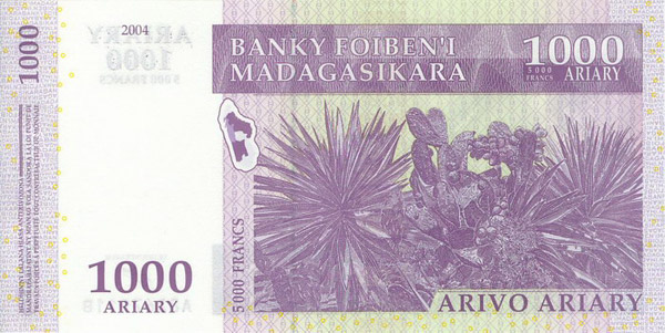 Billete 1000 ariary (detrás)