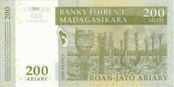 Billete 200 ariary (detrás)