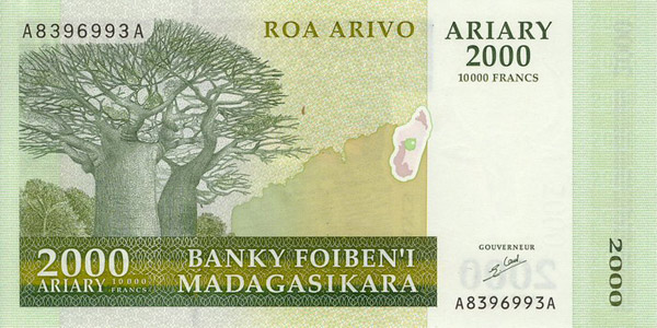 Billete 2000 ariary (delante)