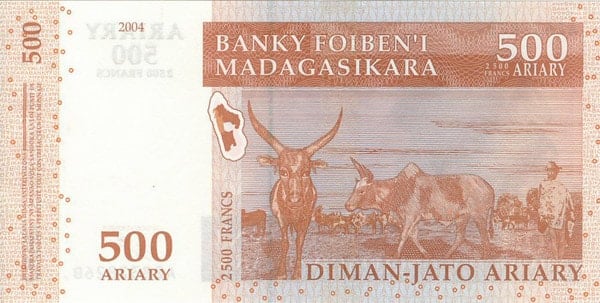 Billete 500 ariary (detrás)