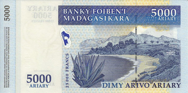 Billete 5000 ariary (delante)