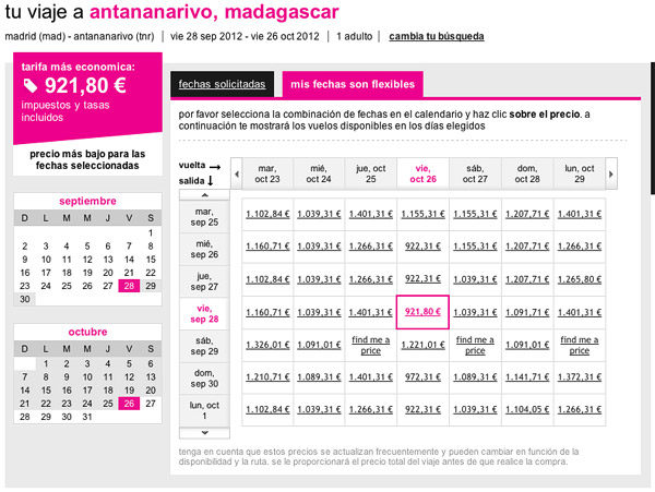 Vuelos Madrid - Antananarivo