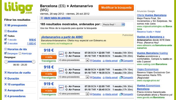 Vuelos Barcelona - Antananarivo