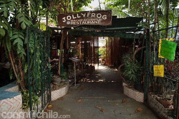 Entrada al recinto de Jolly frog guesthouse