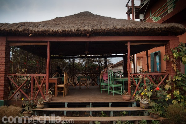 La terraza cubierta exterior