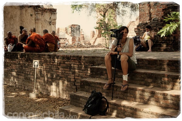 Descansando al lado de los monjes