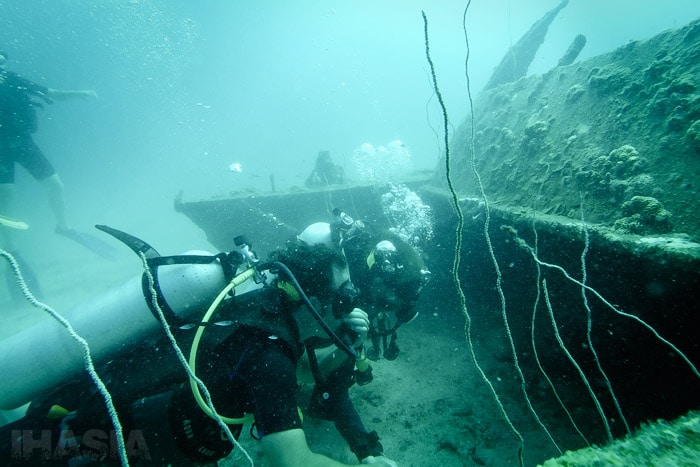 Visitando a la manta raya que vive bajo el catamarán