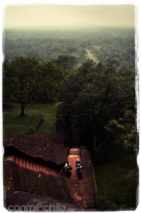 Vista de la escalera y los jardines al fondo