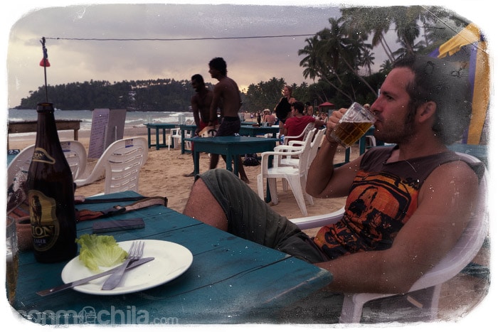 De comida en la playa
