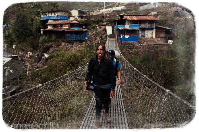 El último puente colgante del trekking que cruzaría